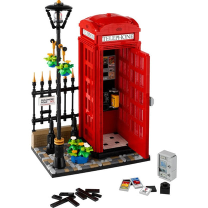 Red London telephone box building block model assembled