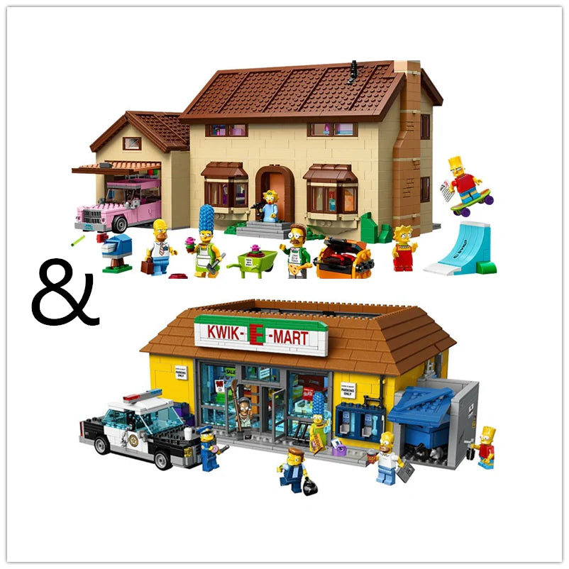 The Simpsons House 71006 (2523 PCS) + KWIK-E-MART 71016 (2218 PCS) Building Set Bundle | Premium Cartoon Collector Brick Kit
