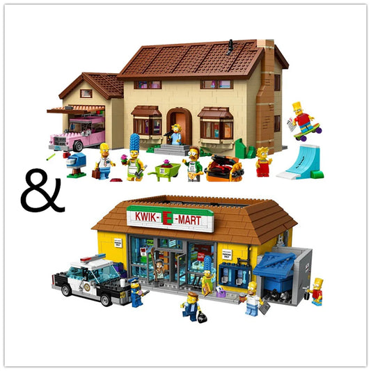The Simpsons House 71006 (2523 PCS) + KWIK-E-MART 71016 (2218 PCS) Building Set Bundle | Premium Cartoon Collector Brick Kit