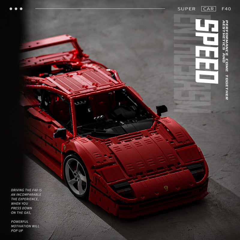 Italian classic supercar building block model, side profile view