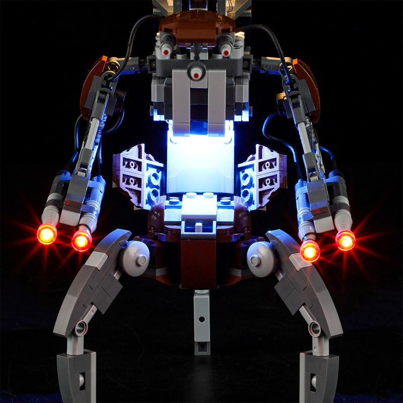 Front view of the block-built droid