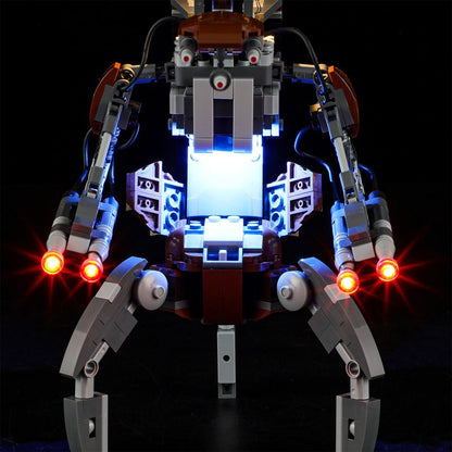 Front view of the block-built droid