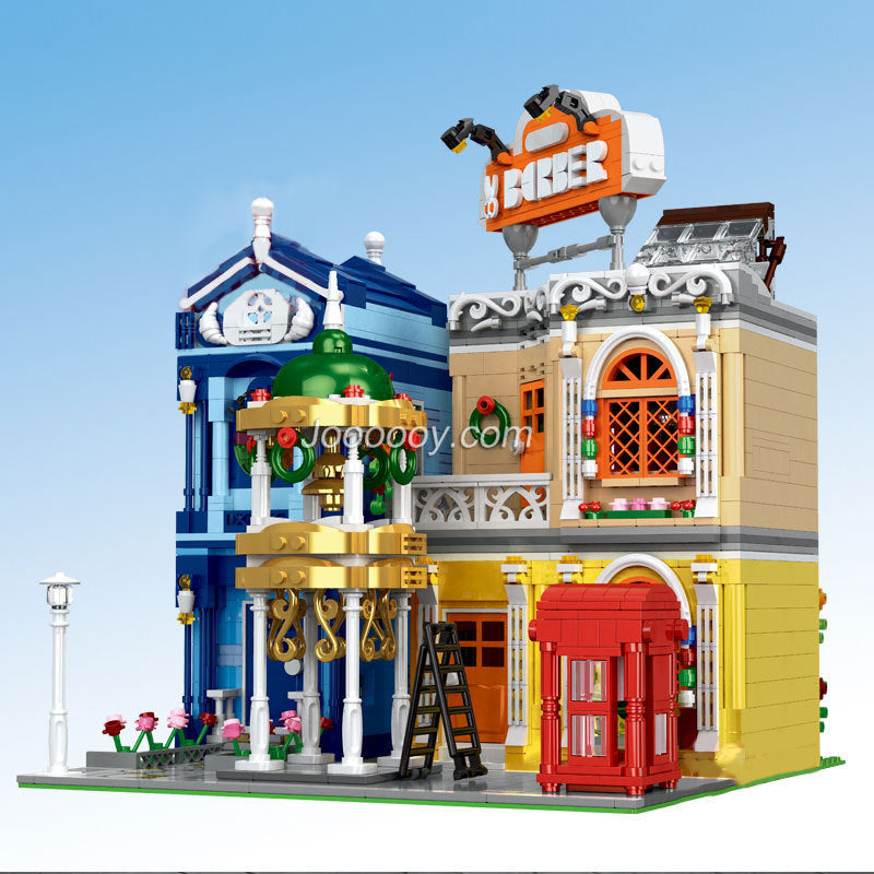 barber shop building block set interior detail