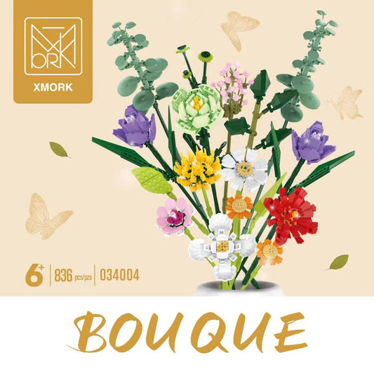 Flower bouquet building block set, 836-piece version