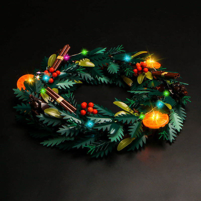 Brick-built wreath shown with the LED lighting option