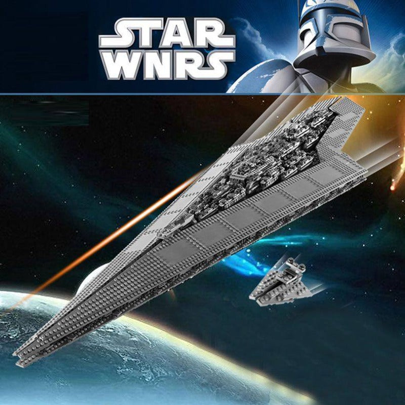Close-up of the wedge-shaped hull detailing on the starship build