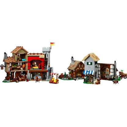 Medieval town square brick model side view