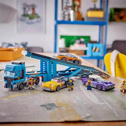 Assembled transporter truck from the 998-piece brick set, gallery view