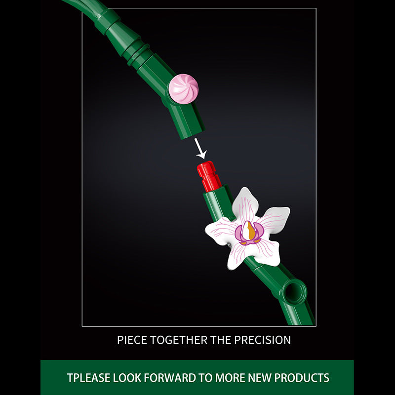 Alternate angle of the 711-piece orchid display