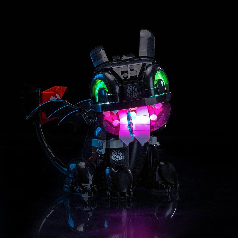 Dragon brick model shown with the LED lighting option
