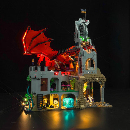 Fantasy building block set courtyard and rope bridge