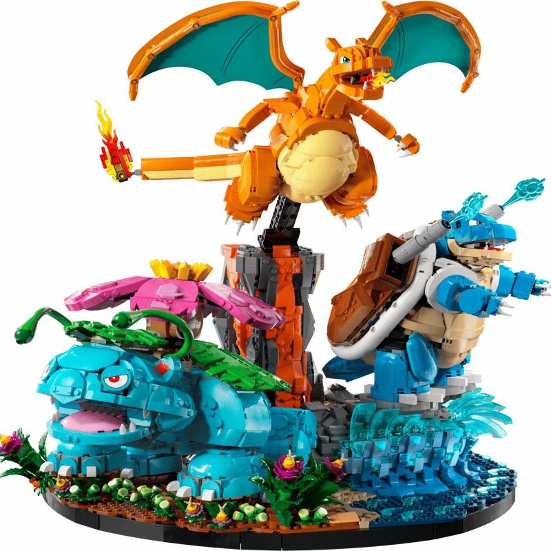 Another view of the assembled Venusaur, Charizard and Blastoise display model