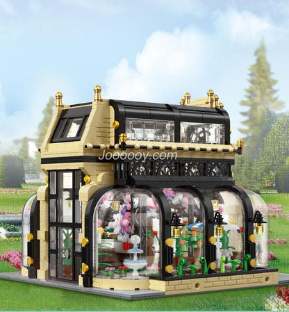 Botanical Garden Building Set with LED Lights side angle building block construction