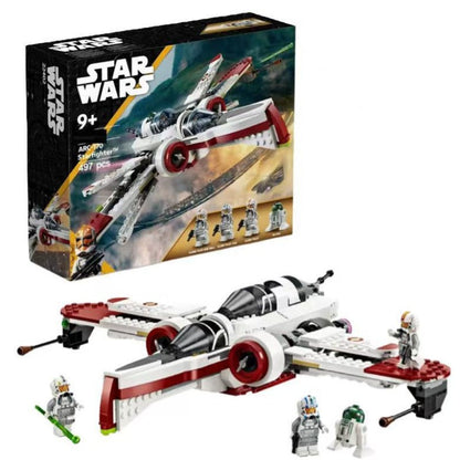 Tri-wing starfighter building block model, front view