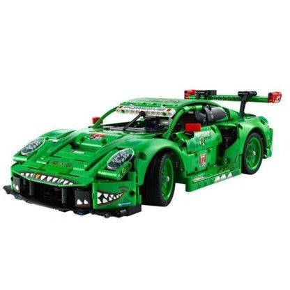 Additional product photo of the assembled Porsche race car block model