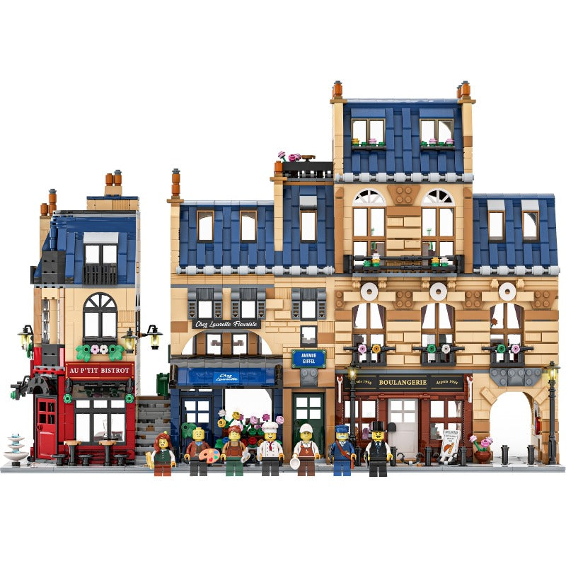 Close-up of street-scene details in the built model