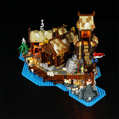 Viking village display model built from ABS plastic bricks