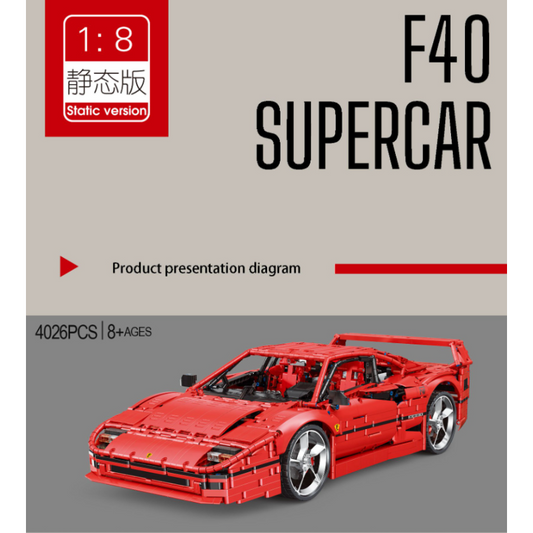 Italian classic supercar building block model, front three-quarter view