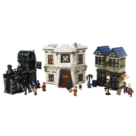 Assembled magical alley shopping street scene building block set