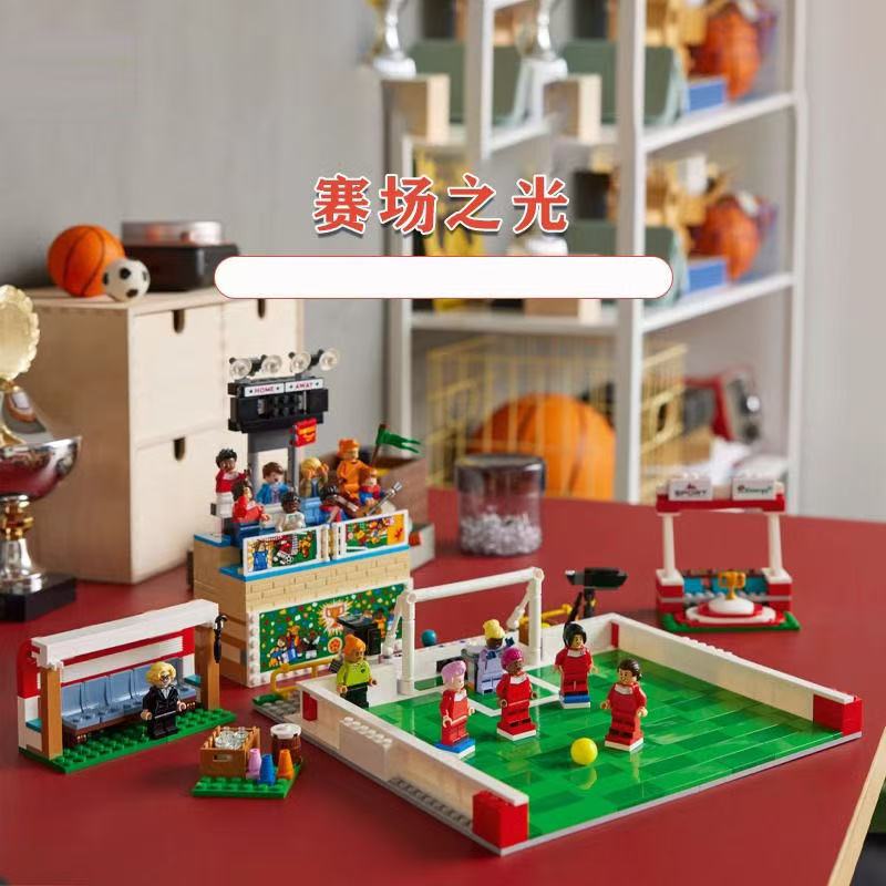 Assembled model from the 899-piece brick set, gallery view