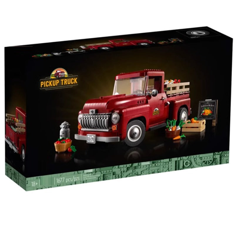 Assembled pickup truck building block set with 1677 pieces