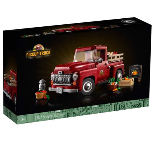 Assembled pickup truck building block set with 1677 pieces