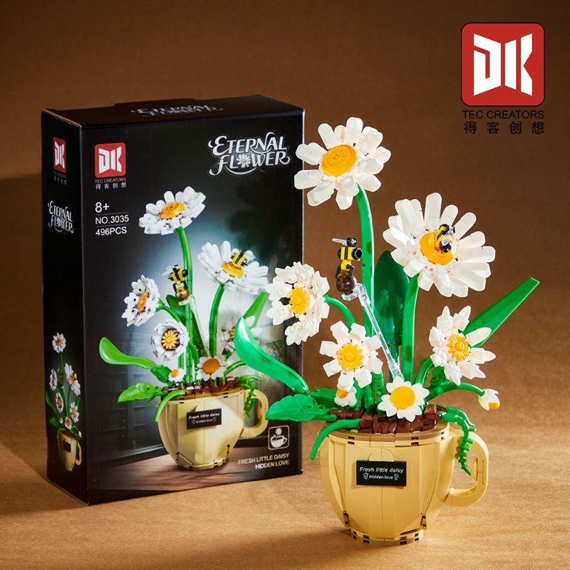 Daisy coffee cup building block set assembled display