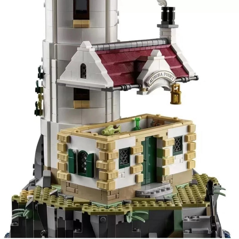 Lighthouse building block model with motor detail visible