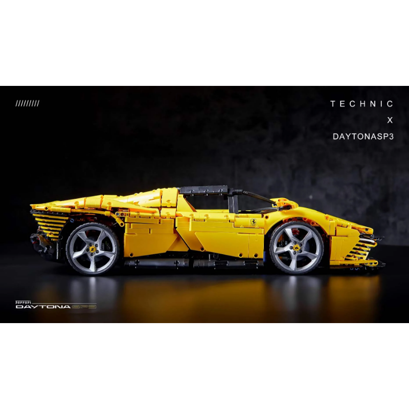 Italian track-inspired supercar building block model, wheel and tire detail