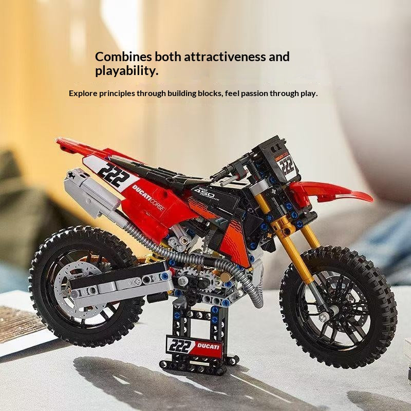 Front view of the finished motocross bike brick model