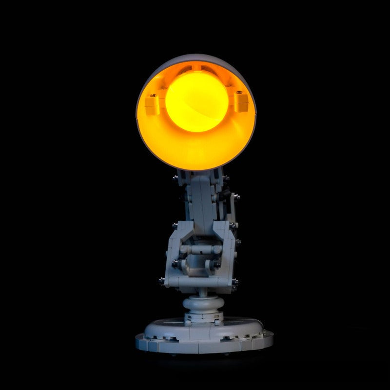Close-up of the compact Luxo Jr. building set