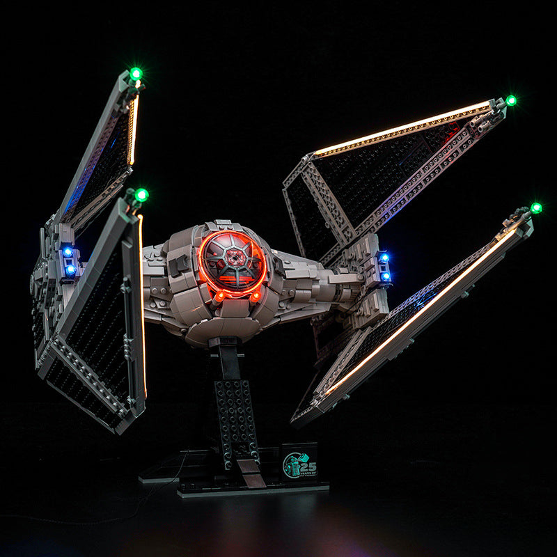 Angled view showing the hexagonal wing panels of the starfighter build