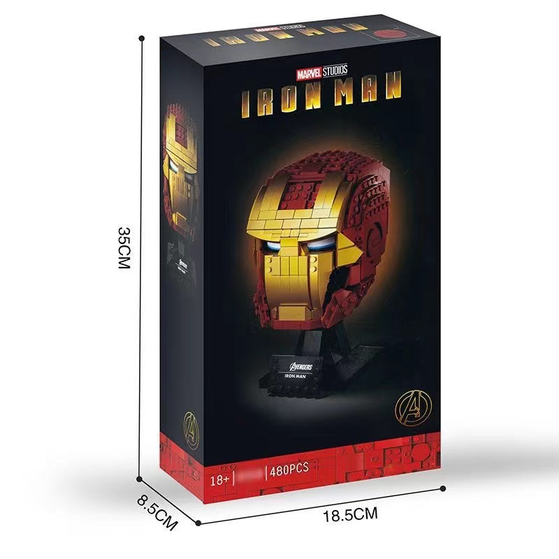 Iron Man bust helmet building block set, 480 pieces, assembled