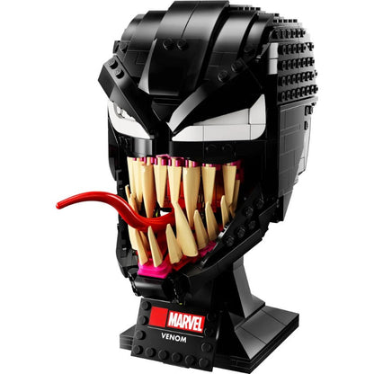 Comic-style villain head bust building block set, bricks only