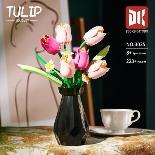 Tulip bouquet building block set, 223 pieces