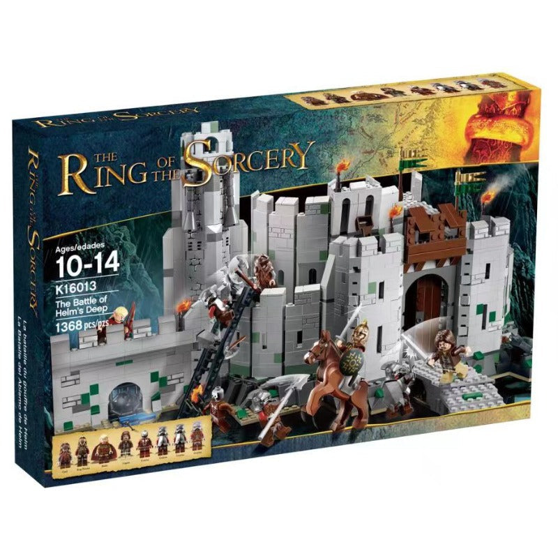 Assembled Helm's Deep fortress building block set, 1368 pieces