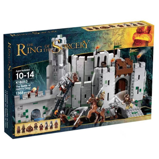Assembled Helm's Deep fortress building block set, 1368 pieces