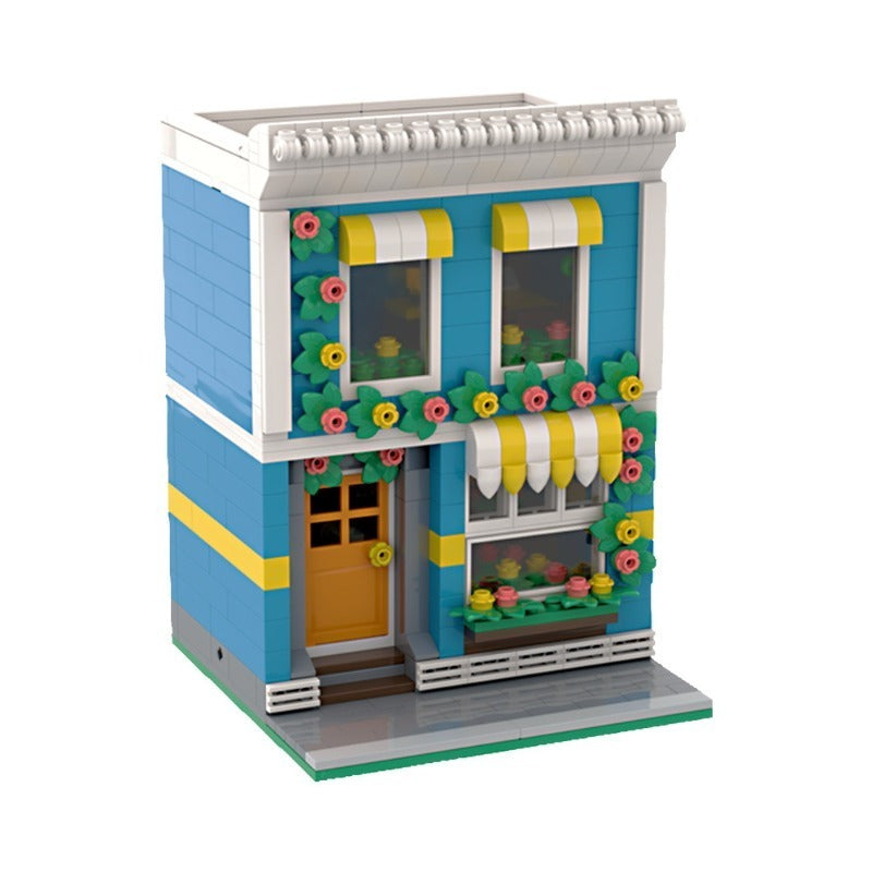 Brick-built flower shop storefront and display