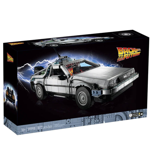 Front view of the retro time-travel car building block model