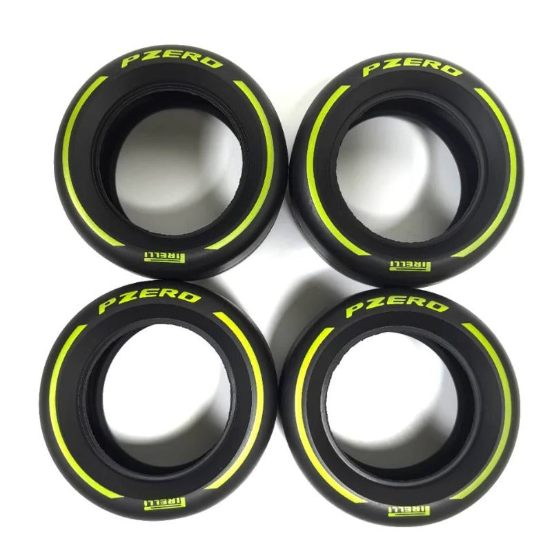 Yellow third-party tire set for the F1 car model