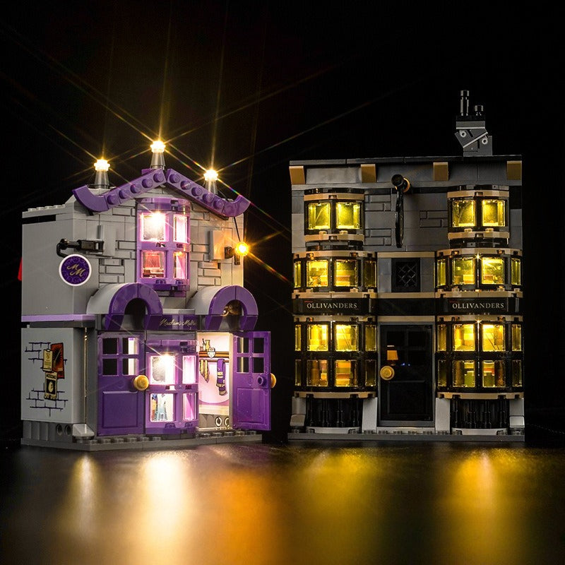 Rear angle of the assembled street corner building set