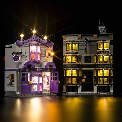 Rear angle of the assembled street corner building set