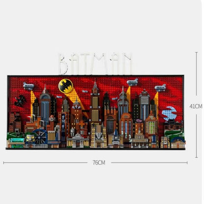 Animated-style city brick model with LED lighting