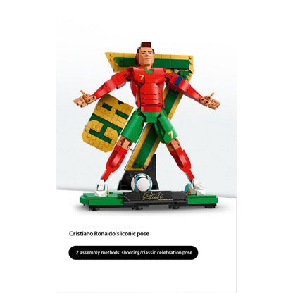 Close-up detail of the player figure brick build
