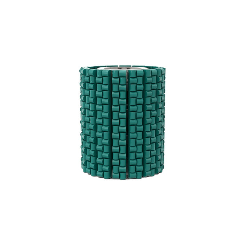 Turquoise brick flower vase, alternate angle