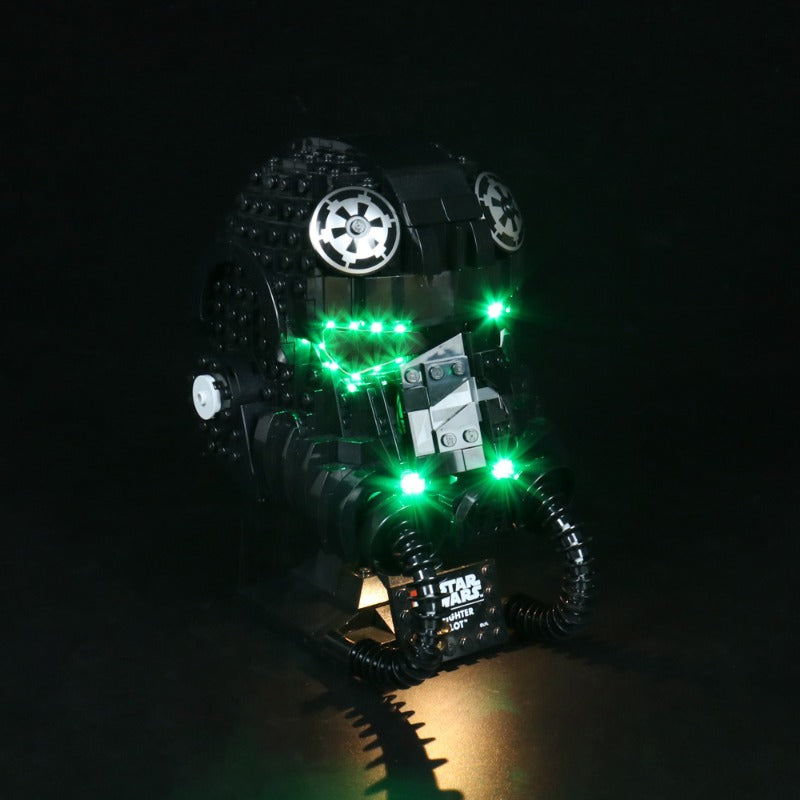Pilot helmet building block set with classic LED lighting lit