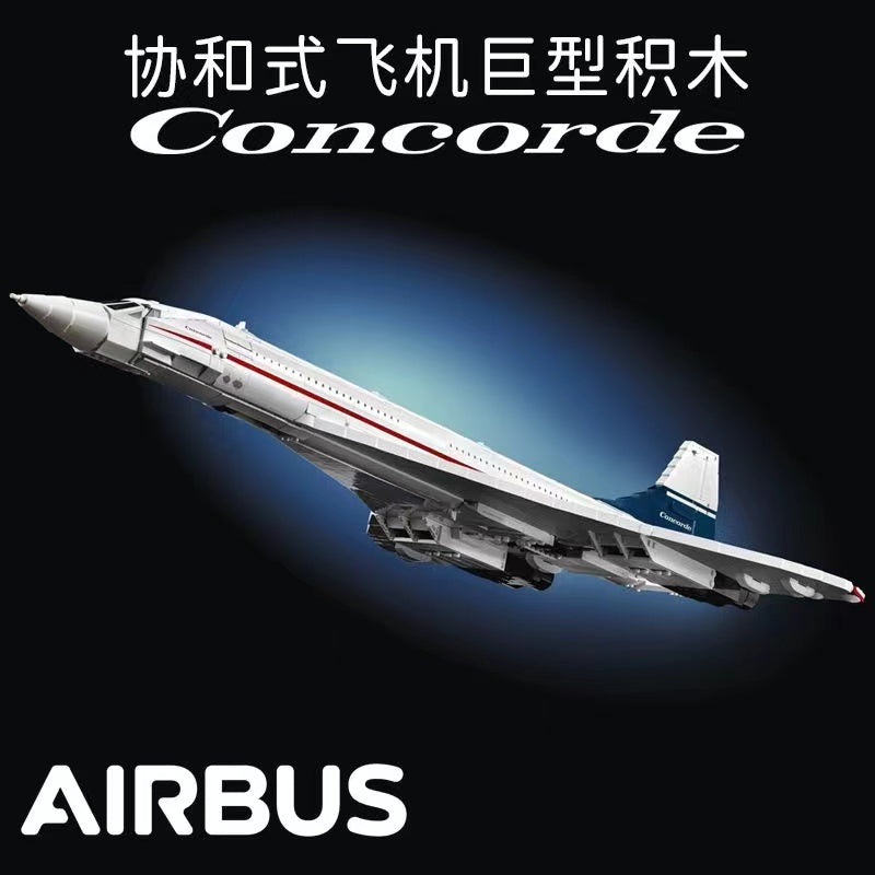 Airbus Concorde airplane building block set with printed parts, main image