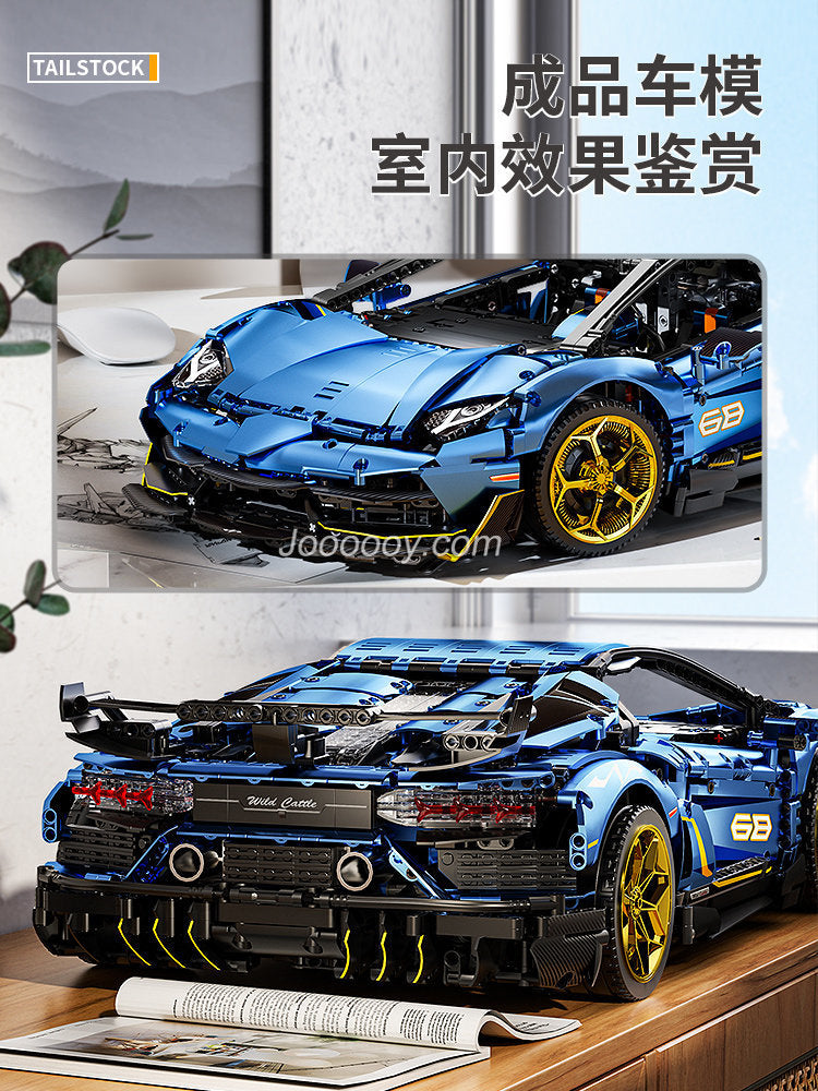 limited edition Italian supercar building block model, cockpit and interior detail