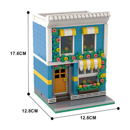 Side angle of the 400 piece flower shop MOC