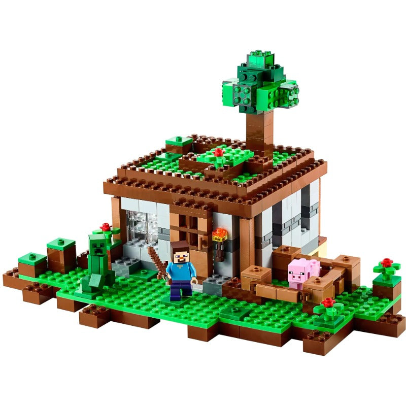 Pixel-style survival night scene building block set